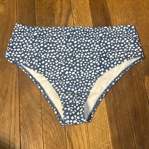 Blue and white polka dotted bikini bottoms